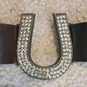 Rebel Designs Leather & Crystal Adjustable Horseshoe Bracelet